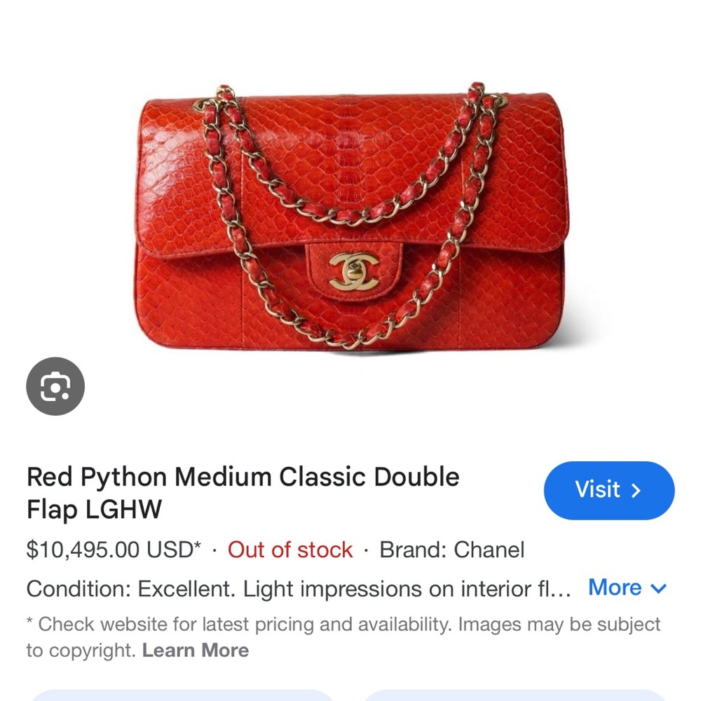 Chanel Medium classic Double Flap Python - Picture 2 of 11